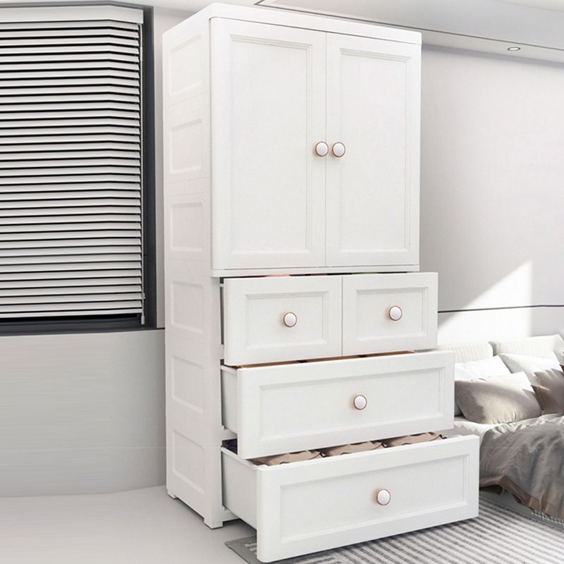 Plastic Matte Finish Storage Cabinet for Bedroom Contemporary Cabinet with Hinged Door