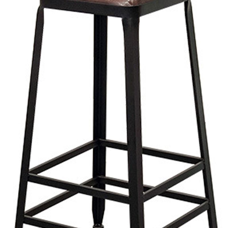 Contemporary Style Brown Barstool Low Back Bar Stool with Metal Legs