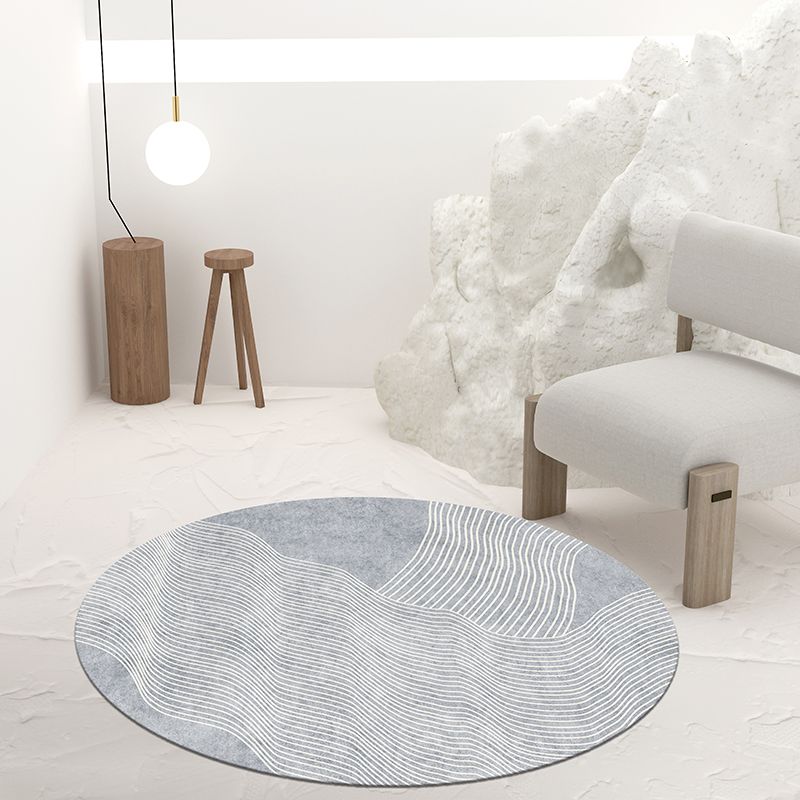 Solid Color Random Banded Rug Polyester Simple Anti-Slip Backing Indoor Rug for Living Room