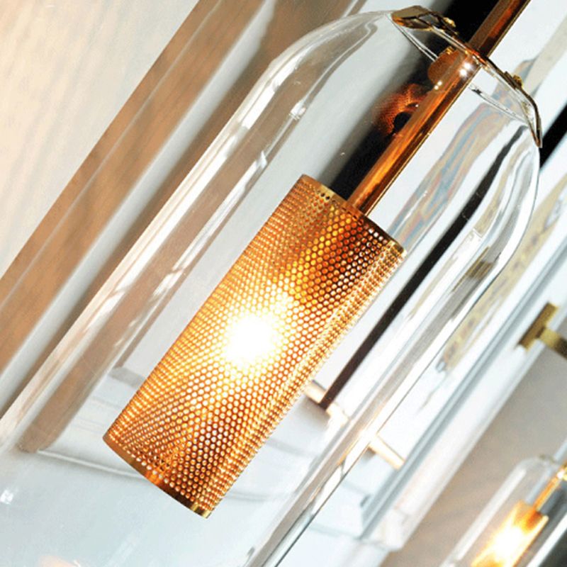 Industrial 1 - Light Cylinder Glass Wall Light - Iron Wall Sconce in Black / Gold