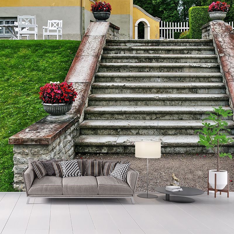 Contemporary Stairs Architecture Mural Wallpaper Stain Resistant for Room