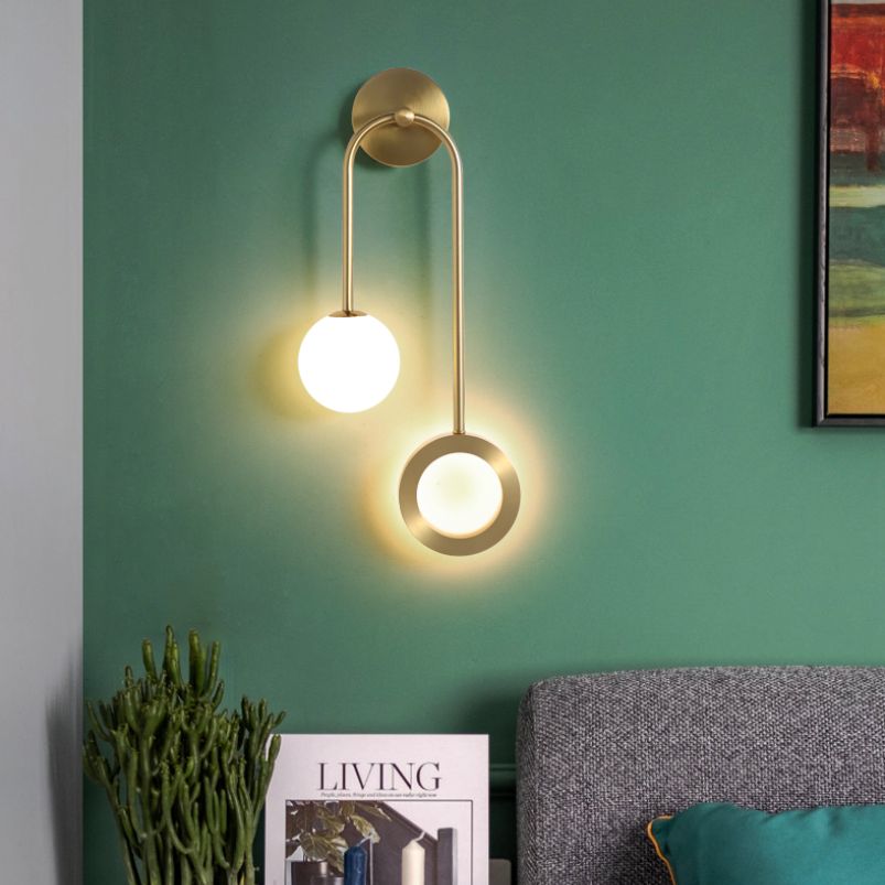 Lámparas de pared globales lámpara de montaje de pared de vidrio LED moderno de 1 luces para dormitorio