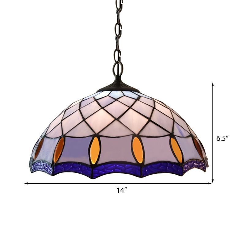 1 lampadina a sospensione a sospensione a sospensione a cupola a cupola artigianale in stile blu violaceo