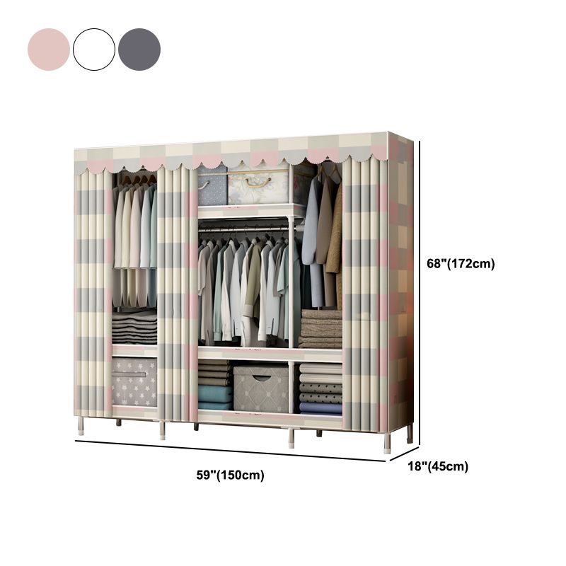 Modern Style Armoire Metal Cloth Rod Included Wardrobe Closet for Bedroom