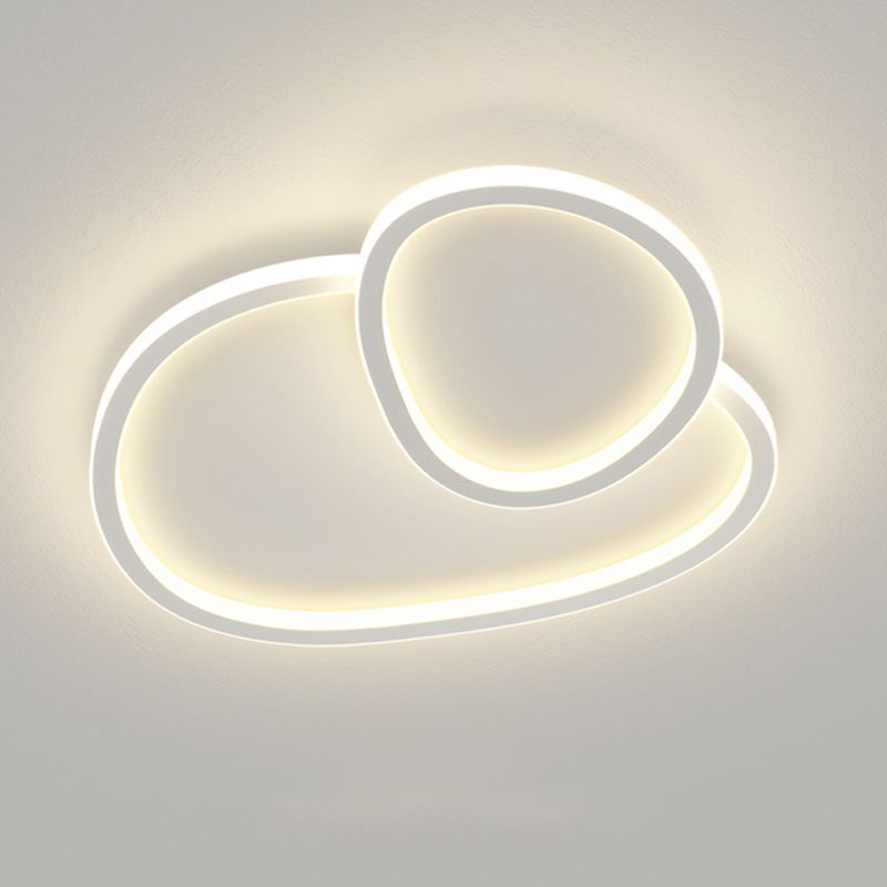 Nordic Flush Mount Metal LED Ceiling Light Fixture in White for Living Room