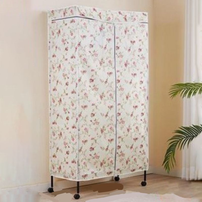 Contemporary Style 2-Shelf Wardrobe Steel Cloth Rod Included Wardrobe Closet