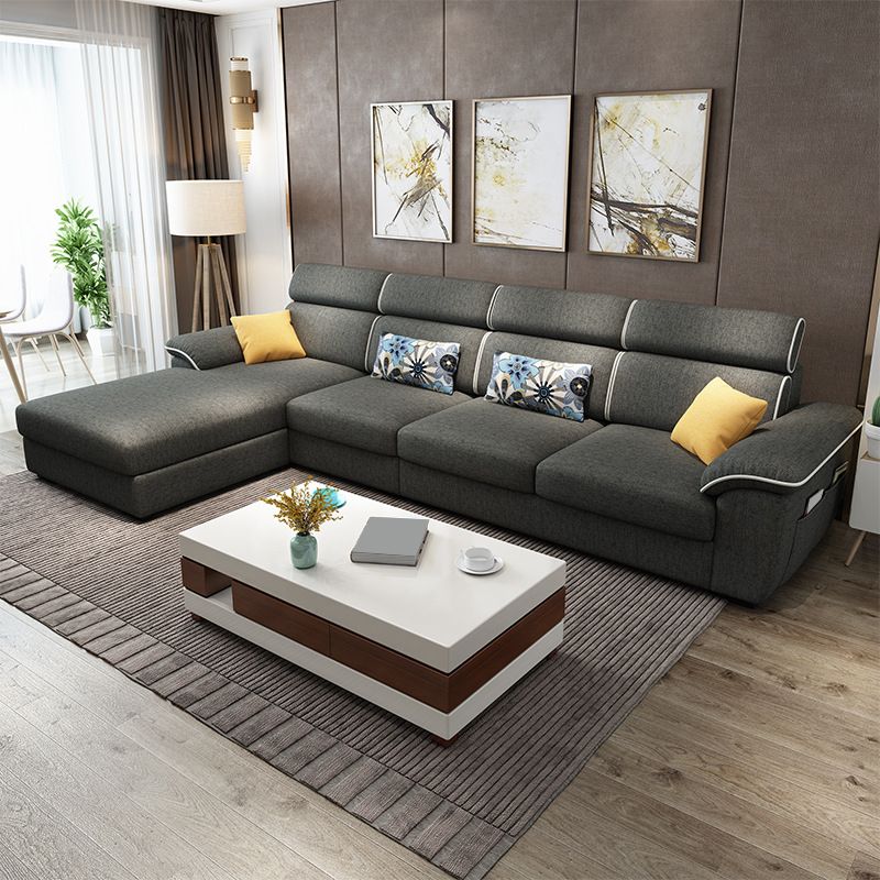 63" W Pillow Top  Arm Sectionals,Living Room Fabric Sectional sofa,L-Shape