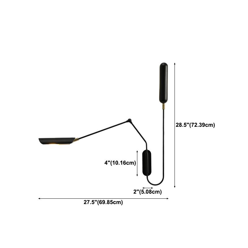 Black Modern Wall Sconce Geometric Shape Wall Light with Metal Shade for Living Room
