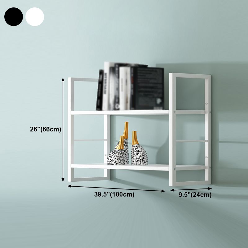 Industrial Wall Mounted Bookshelf Black and White Iron Shelf for Home