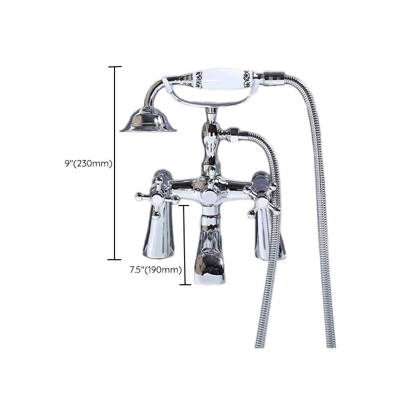 Traditional Floor Mounted Copper Freestanding Tub Filler Spray Gun Tub Filler Trim