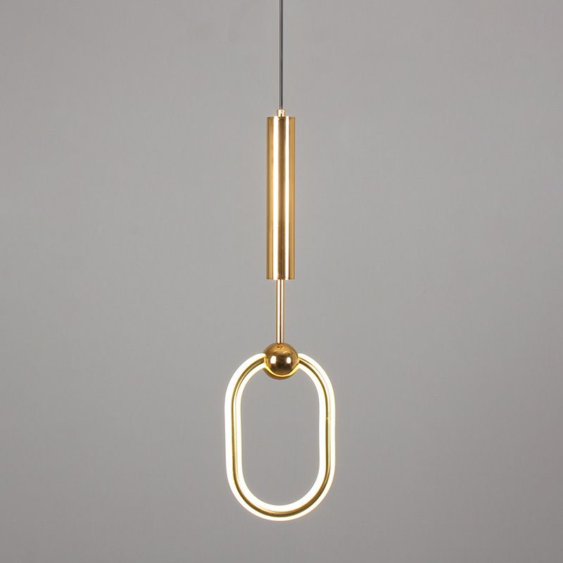 Geometric Metal Pendant Light Kit Simplicity Style LED Gold Hanging Ceiling Light