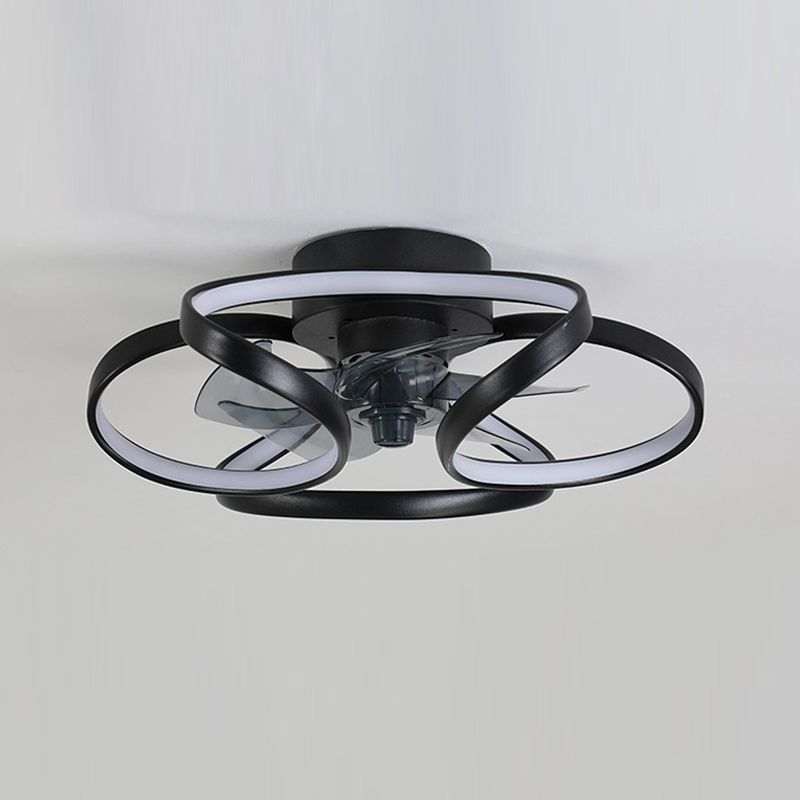 Contemporary Waves Ceiling Fan Light Metal 1 Light LED Ceiling Fan for Bedroom