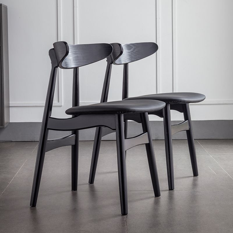 Contemporary Solid Wood Dining Room Chairs Armless Open Back Dining Side Chair for Home Use