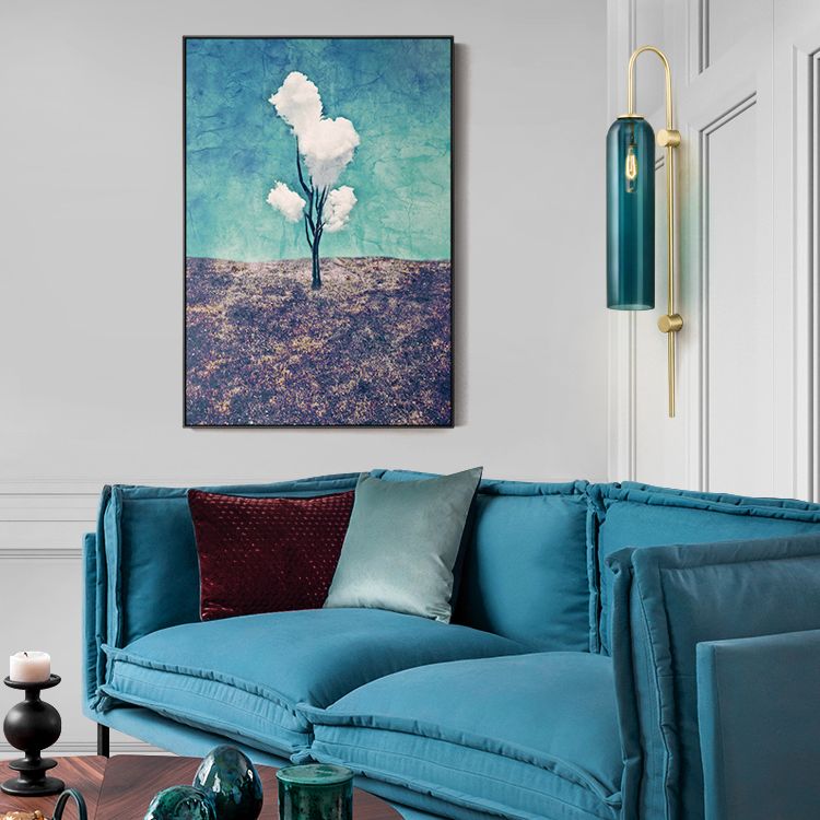 Gooseneck Wall Lighting Fixture Modern Style Glass Wall Light Sconce for Living Room