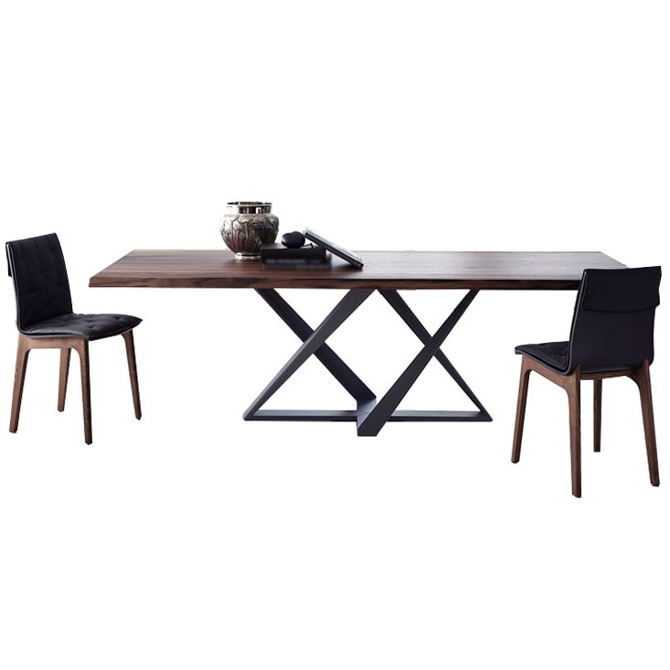 Metal Industrial Rectangle Dining Table Solid Wood Table for Dining Room and Kitchen