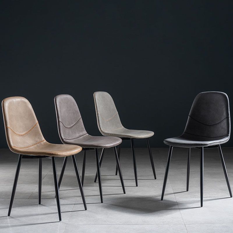 Silla de estilo moderno, silla sin brazos con patas de metal para cocina