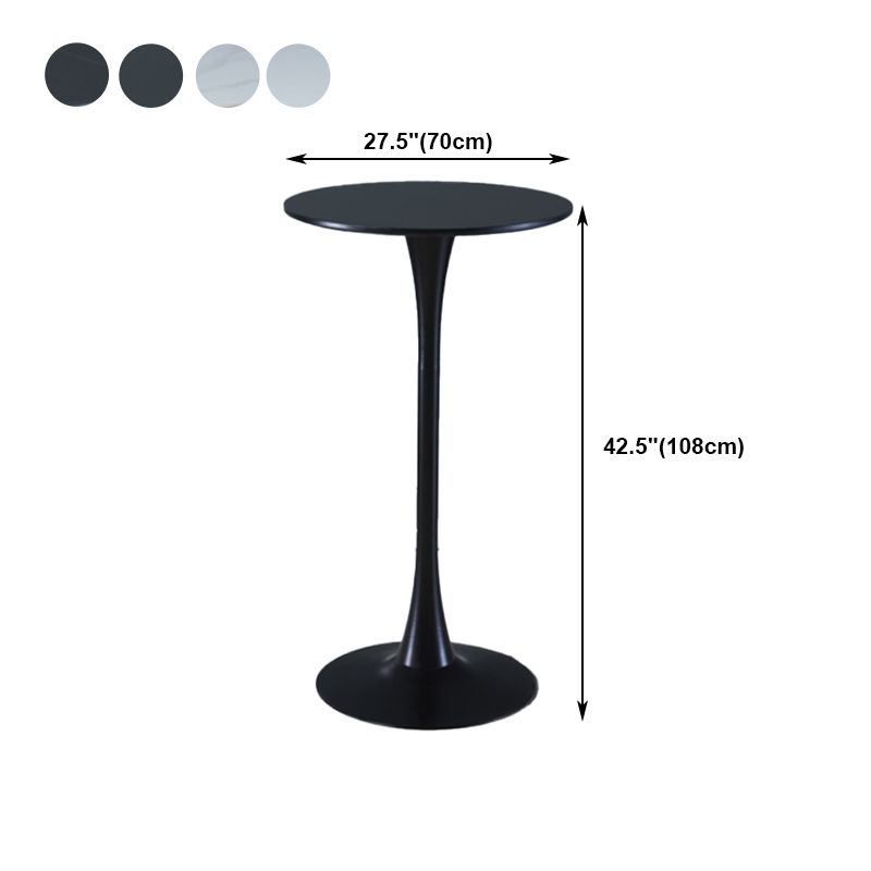 Stone Bar Dining Table Modern Round Bar Table with Pedestal for Dining Room