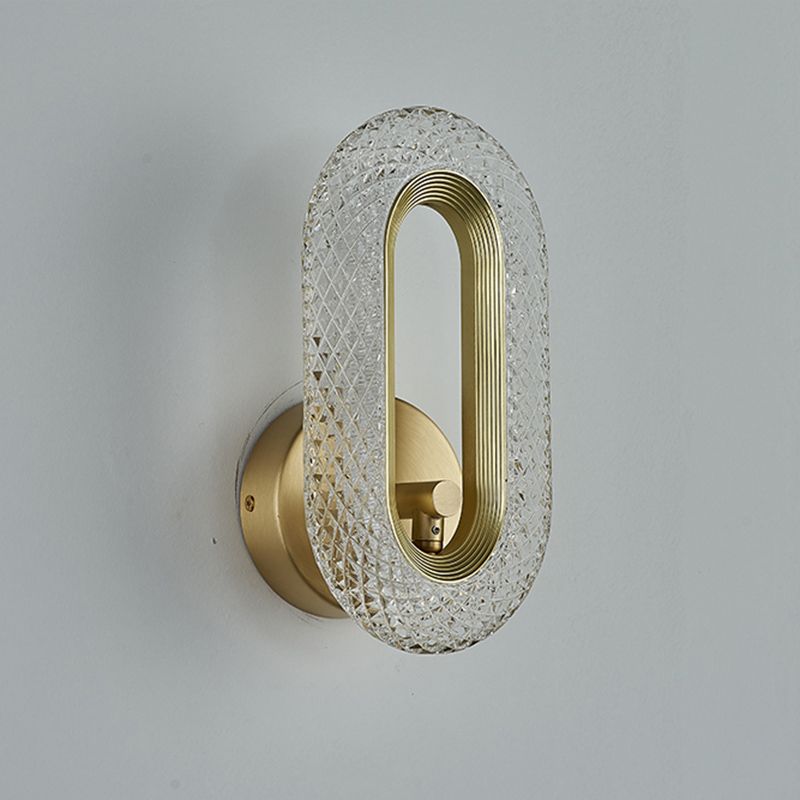 Contemporary Acrylic Wall Mount Lamp Bronze Oval Wall Sconce for Bedroom
