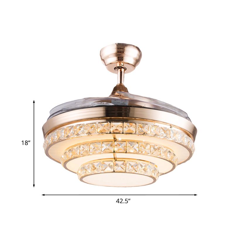 42,5 "" De large Gold 3 niveaux Semi Flush Light Moderniste Crystal Living Room LED Fush Mount Plafond venti