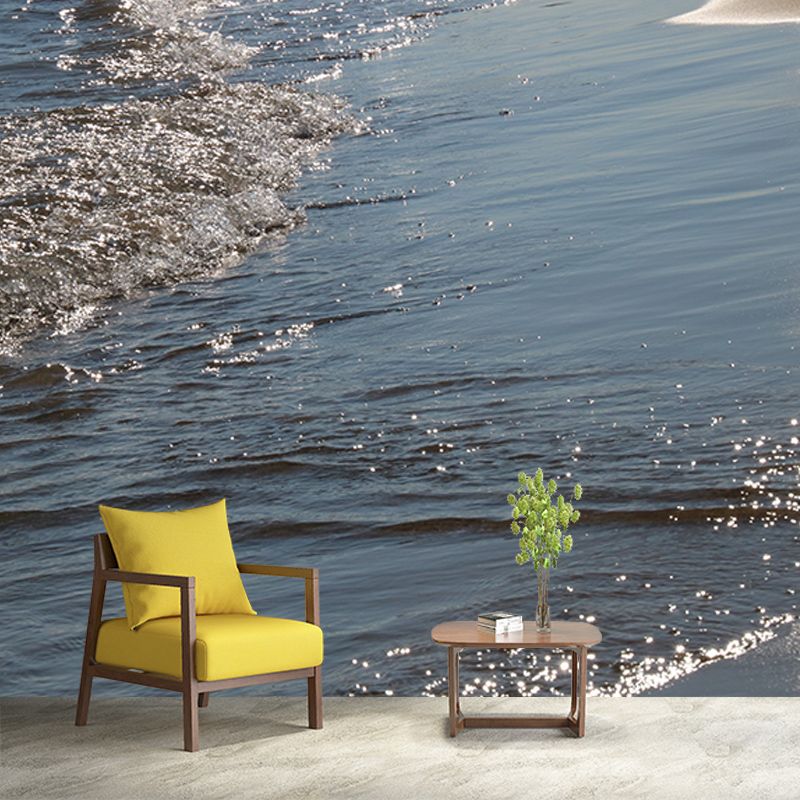 Sea Mural Wallpaper Modernist Nature Scenery Wall Covering in Light Color