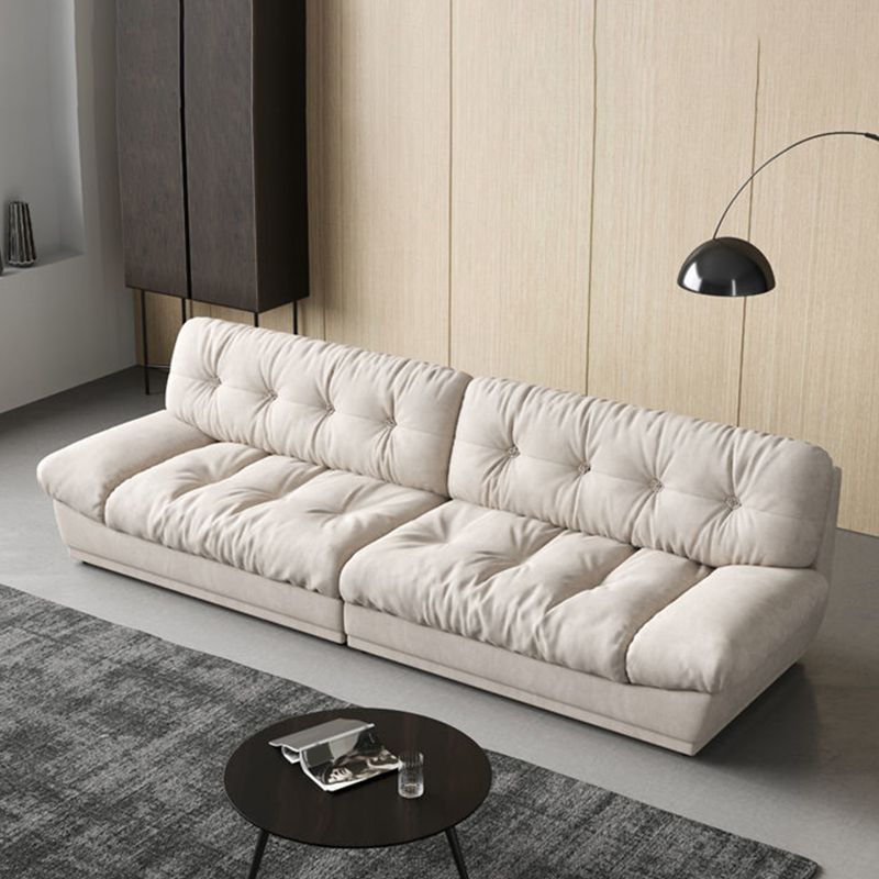 White Velvet Armless Sofa Contemporary Sofa with Tufted Back for Living Room