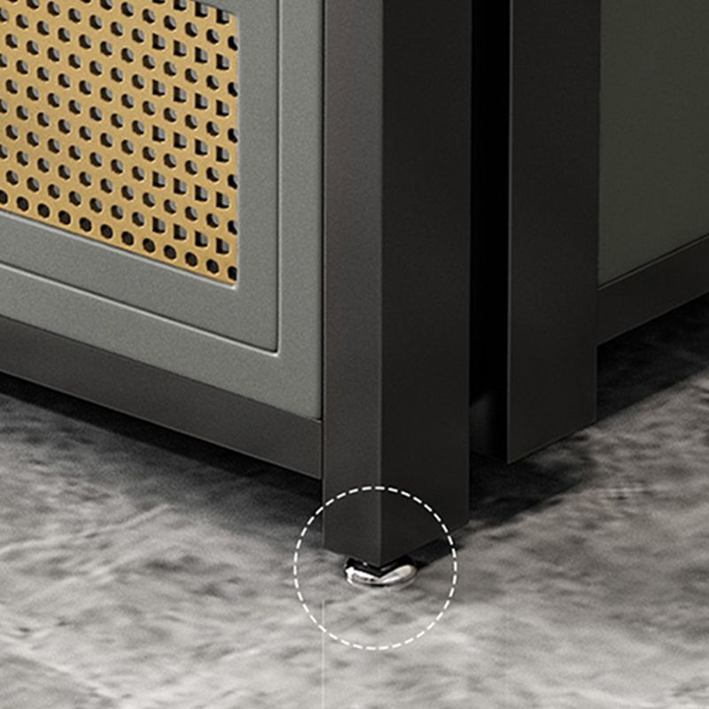 Frame Glam Style Side Table 21.6" Tall Stone Top Side Table with Storage