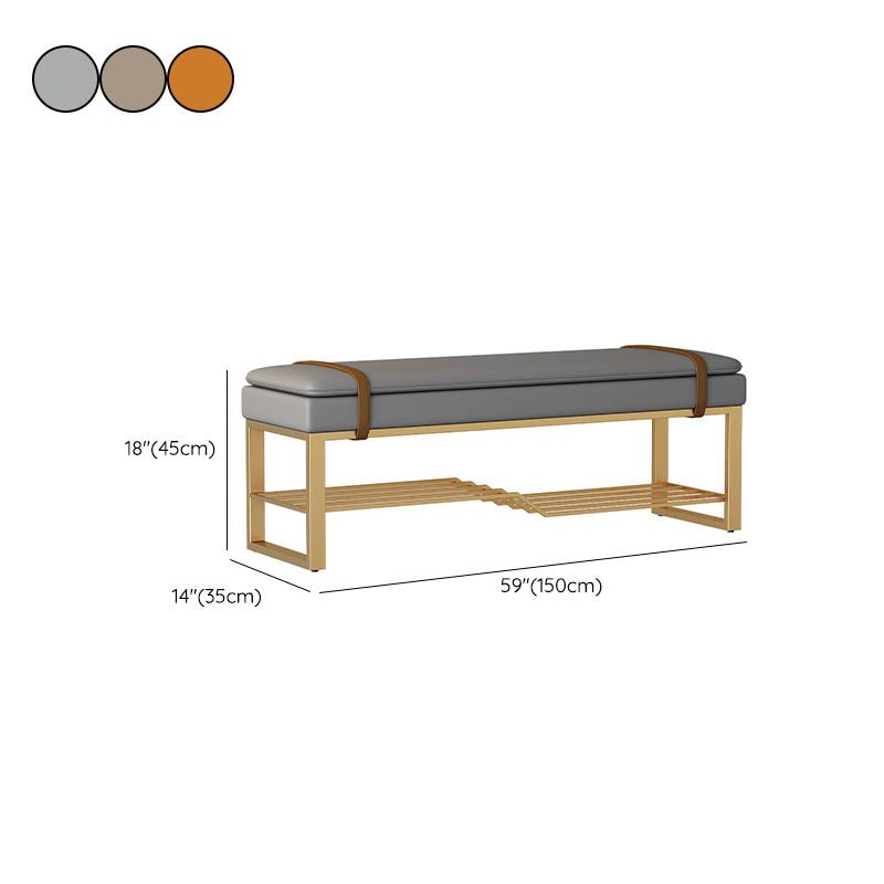 Glam Entryway Bench Cushioned Metal Seating Bench with Shoe Storage , 12.5 Inch Width