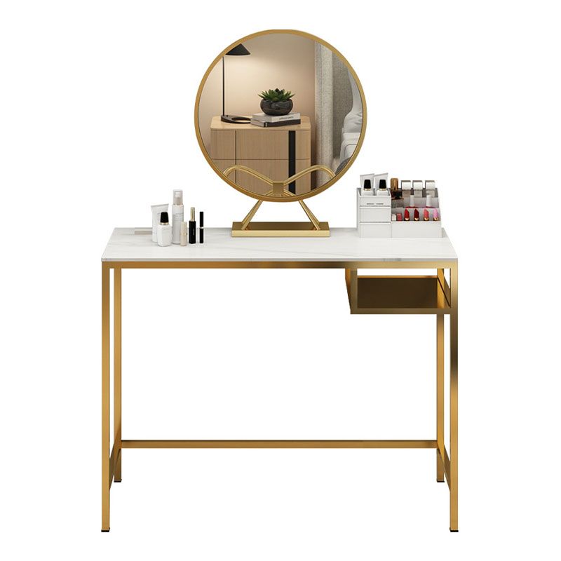 Glam Metal Vanity Makeup Table Set Slate Top Vanity Dressing Table