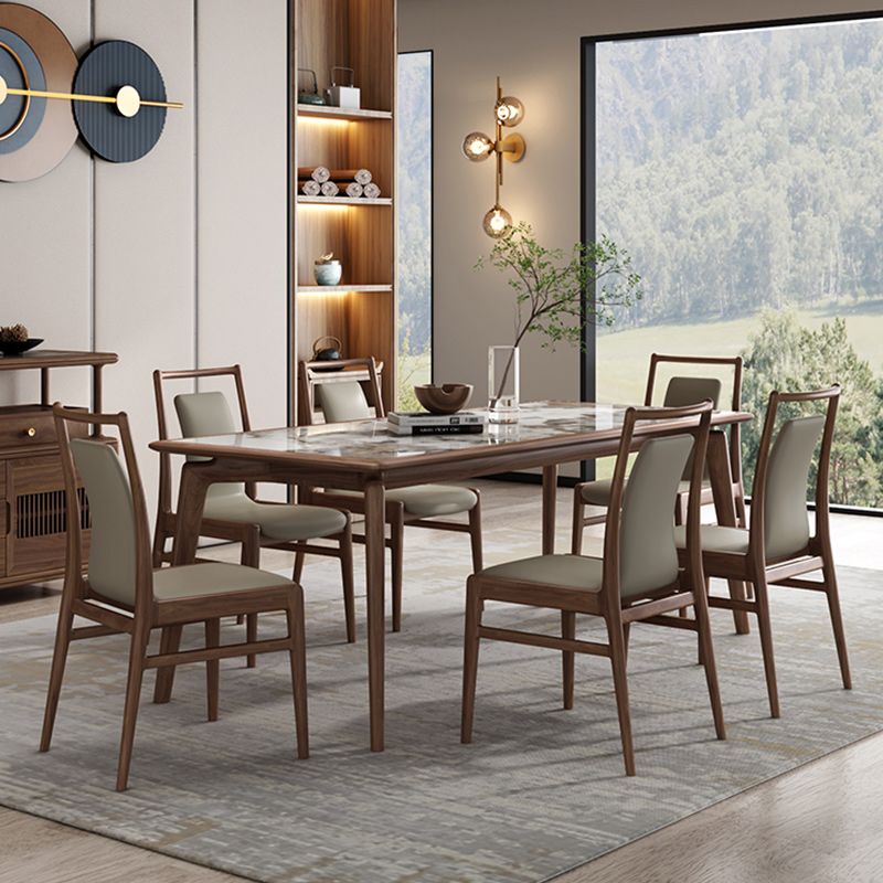 Modern Solid Wood Dining Site Table Stone Top Tripod Base Dining Table