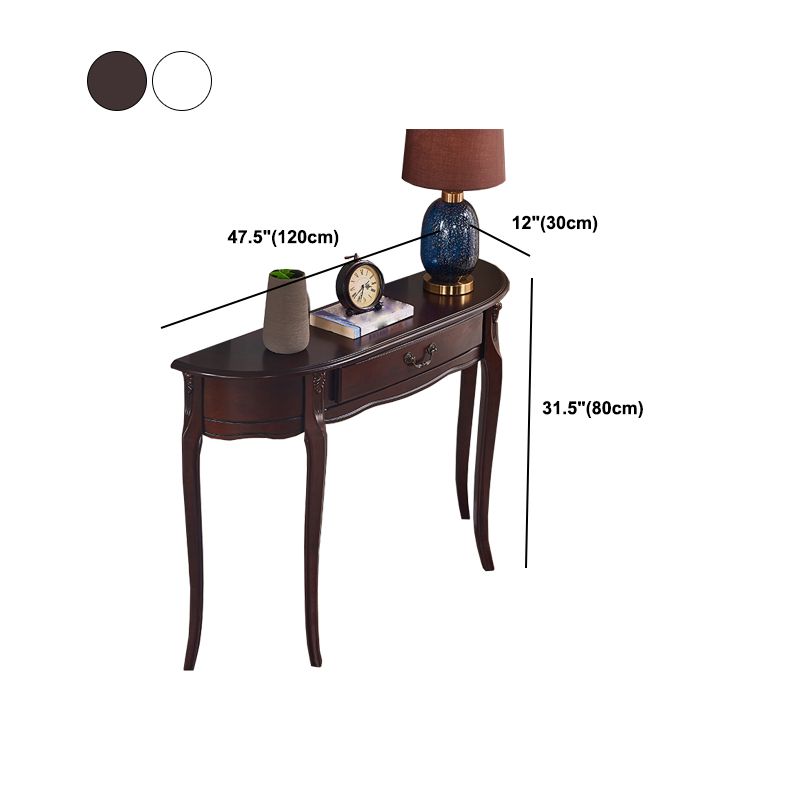 4 Legs Mid-Century Modern Wood Console Table with Single Drawer