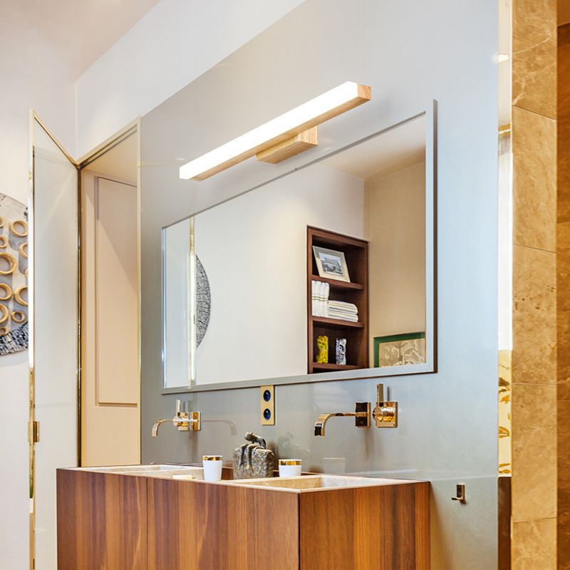 LED houten Noordse spiegel lichtwater en mistbestendige muurwandwandeling voor badkamer