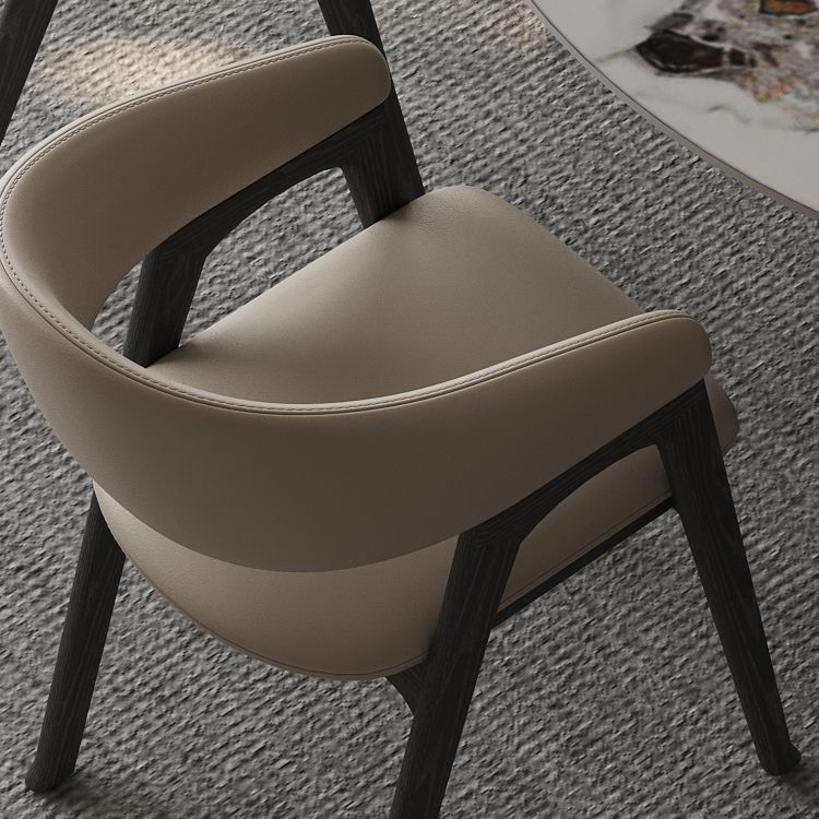 Open Back Arm Upholstered and Solid Wood Dining Accent Chair