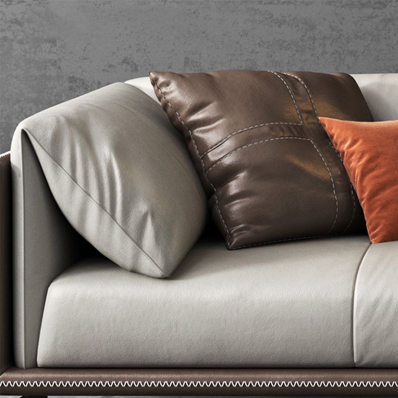 Modern Genuine Leather Living Room Pillow Top Arm Cushions Seating