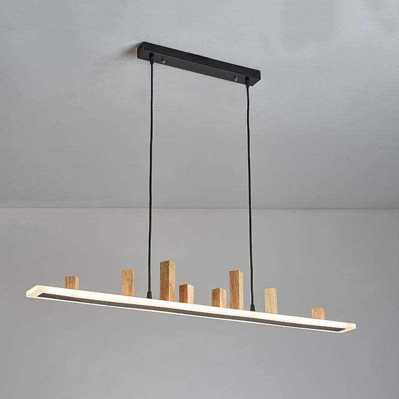 Wood Linear Island Lighting Modern 1-Light Island Pendant Lights