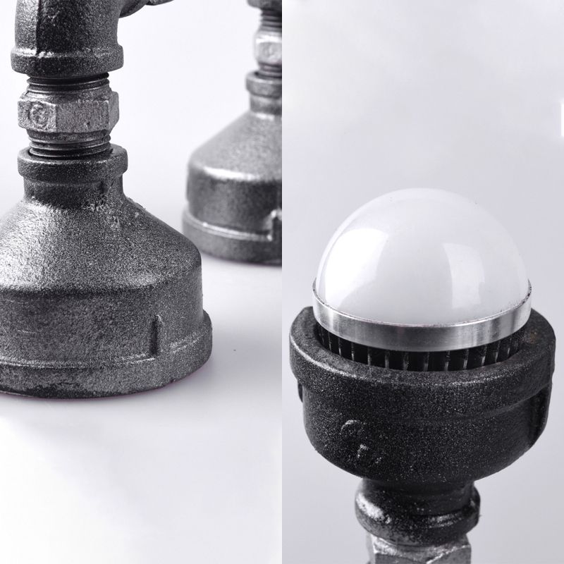Schmiezeisen -Robotertisch Lampe Industriestil 1 Glühbirnen -Restaurant Tischbeleuchtung mit Rohrdesign in Silber