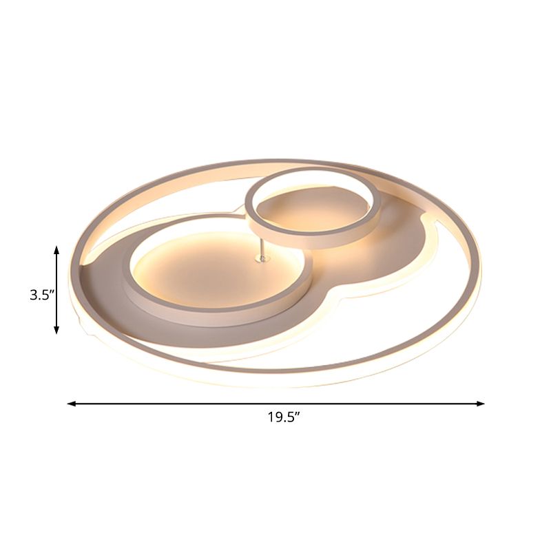 Black/White 3 Ring Close to Ceiling Lamp Modern LED Metal Flush Mount Light in White/Warm Light, 16"/19.5"/23.5" Wide