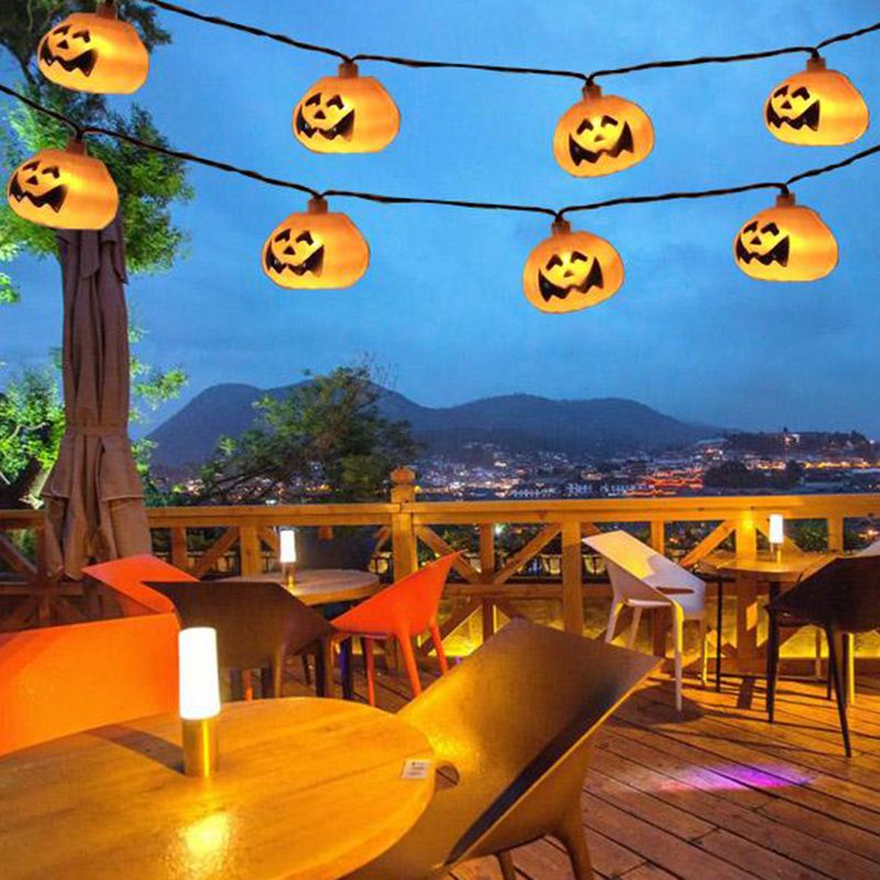 Halloween Pumpkin Waterproof Solar String Lamp Art Decor Orange LED Fairy Lighting