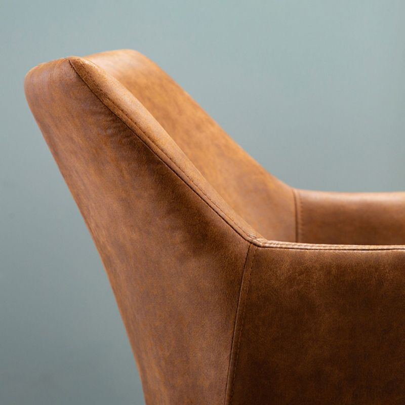 Faux Leather Arm Chair Metal Base Indoor Dining Chair for Dining Room