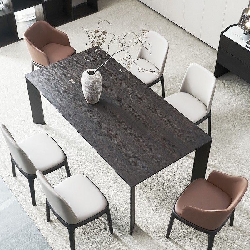 Mesa rectangular de madera maciza de pino, mesa de comedor moderna de color marrón oscuro con 4 patas para restaurante