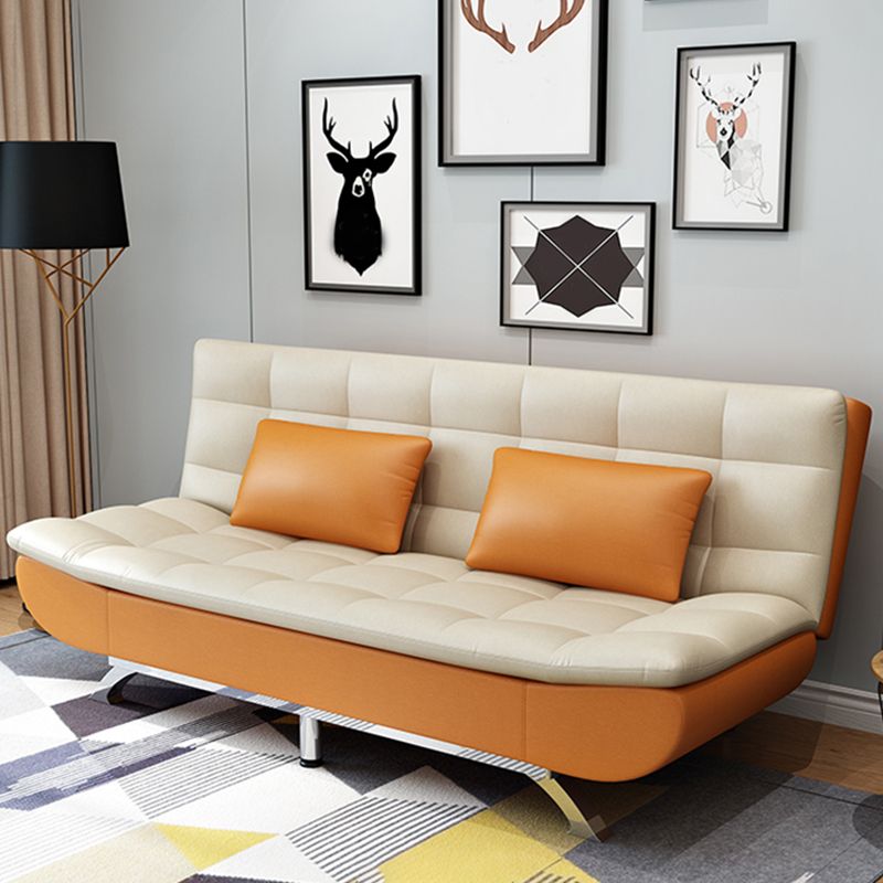 Pillow Included Sofa Futon Armless Futon Sofa Bed with Metal Legs