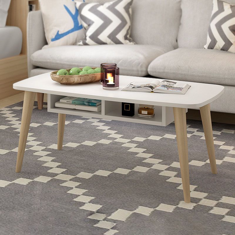 Modern 4 Legs Cocktail Table Rectangular Coffee Table - White/Wood