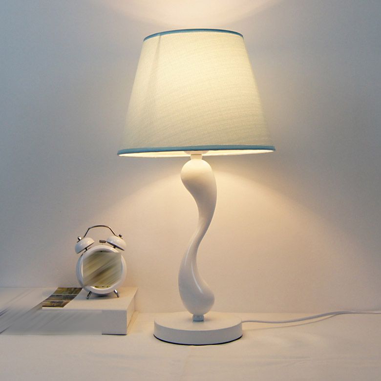 Cone Shape Bedroom Table Lamp Fabric Minimalist-Style Night Table Lamp