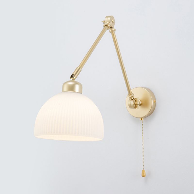 Modern Metal Wall Sconce Dome Shape Wall Light with Glass Shade for Bedroom