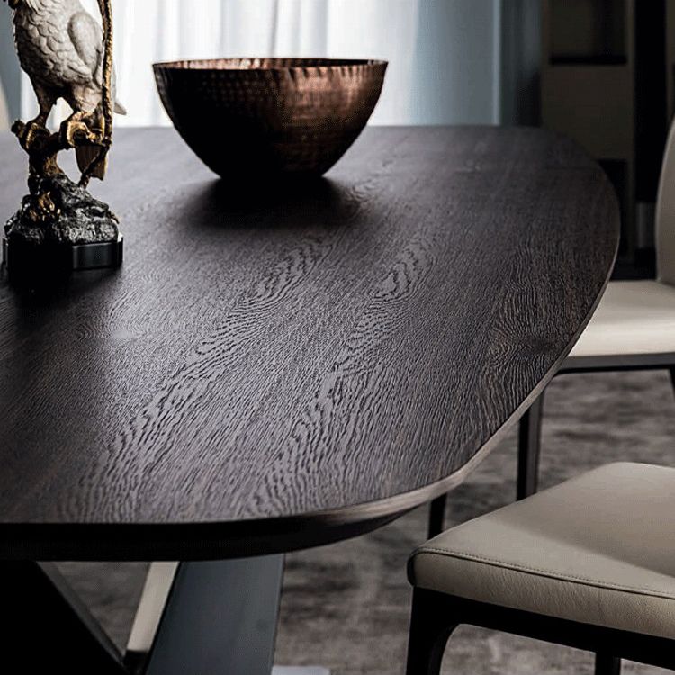Mesa de comedor industrial de metal Mesa superior de madera maciza con base de pedestal