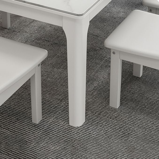 Rechthoekige eettafel uit het midden van de eeuw Vaste tafel van witte gesinterde steen