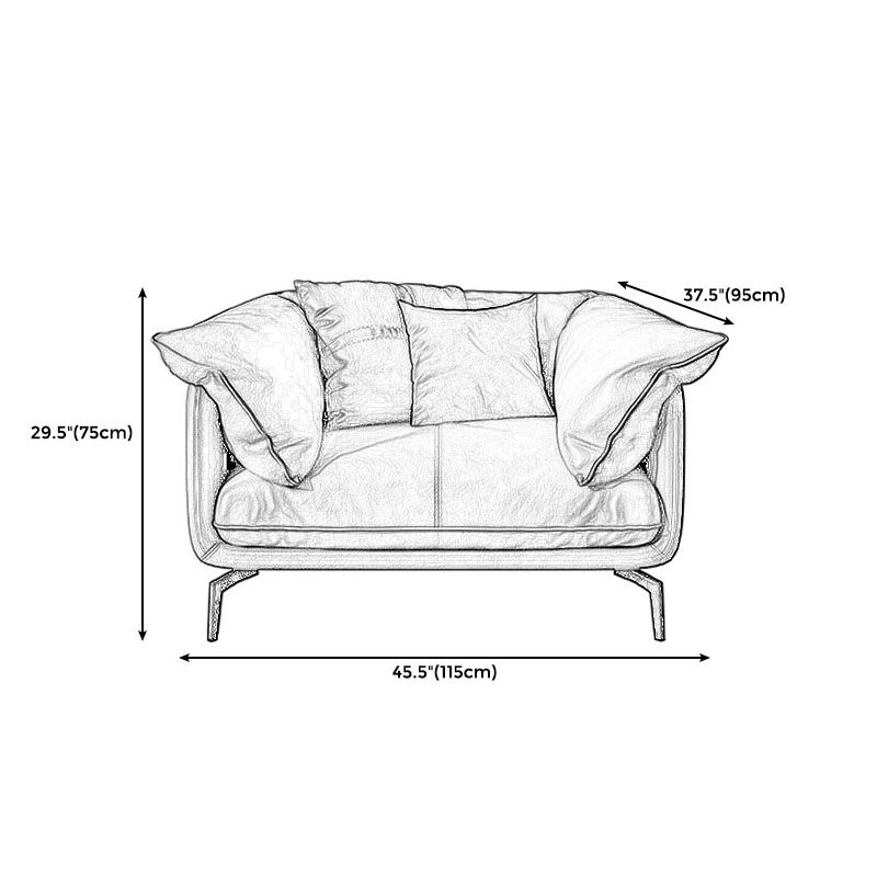 Modern Style Square Armrest Sponge Seat Padding Black Sofa with Pillow Back