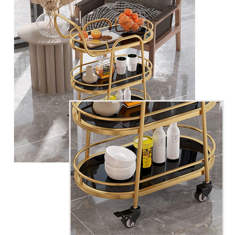 Home Dining Modern Prep Table Oval Locking Wheels Prep Table