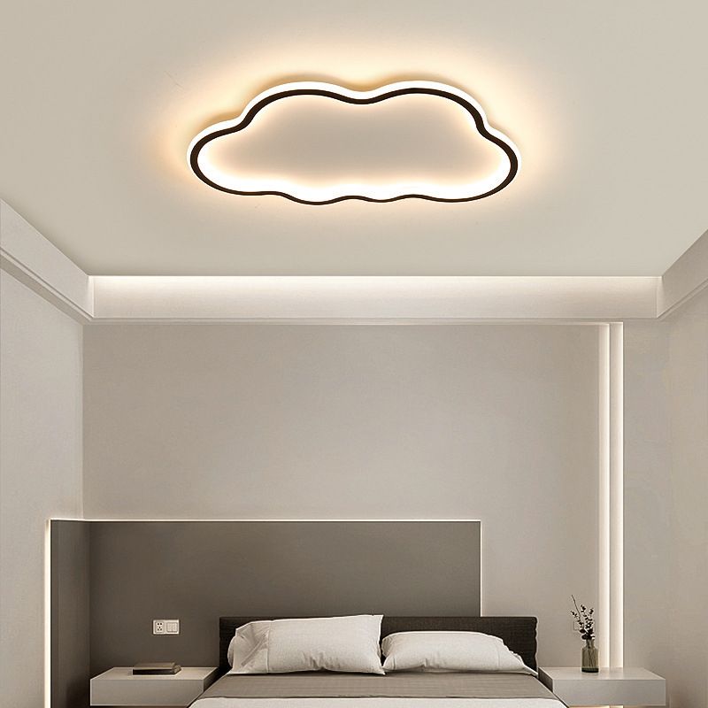 Contemporary White Single Flush Mount Lighting LED Unique Ceiling Light