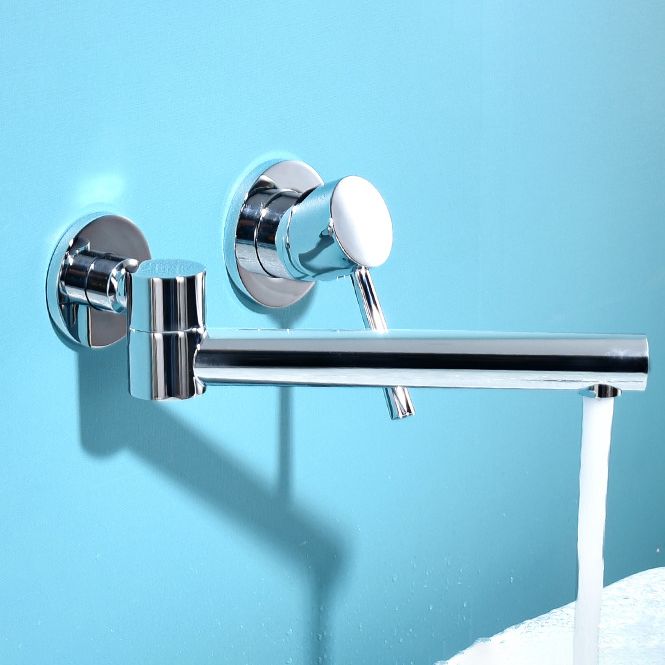 Light Luxury Wall Mounted Bathroom Faucet Lever Handle Sink Faucet