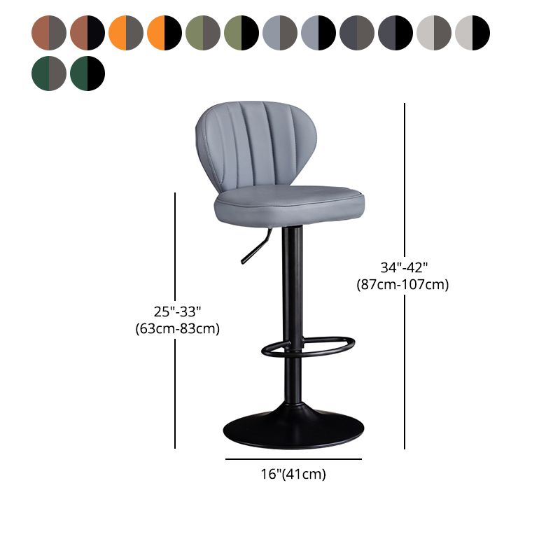 Contemporary Leather Swivel Barstool Indoor Bar Stool with Iron Legs and Low Back